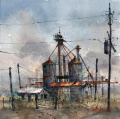 Pre-Event Tim Oliver #9 County Line Elevator 10x10 Watercolr $650